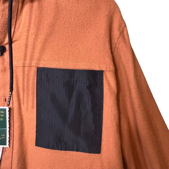 Nomad Shirt Mens Medium Timber Brown Black Hooded Flannel Ripstop Pockets New - Picture 9 of 10
